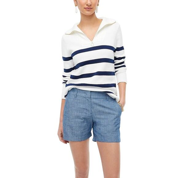 J.Crew Factory 5” Classic Chambray Shorts Blue Cotton NWT Size 6 - Picture 1 of 8